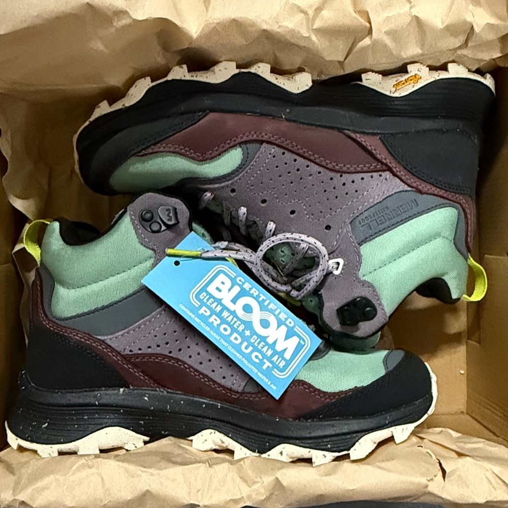 Merrell Women’s Mint Green & Burgundy Waterproof Hiking Boots